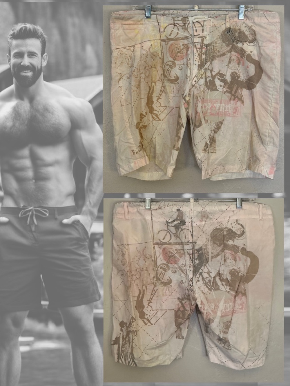 Ami Sanzuri Swim Trunks 34" waist 9" inseam Gently worn 70% cotton/30% nylon